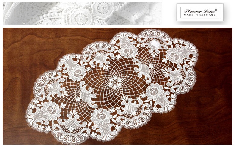 プラウエン ギュピールレース テーブルセンター 約42×76cm [Carmen]
