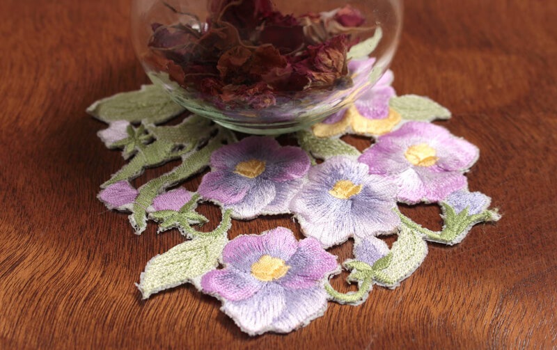 刺繍 コースター 約12×12cm [viola]