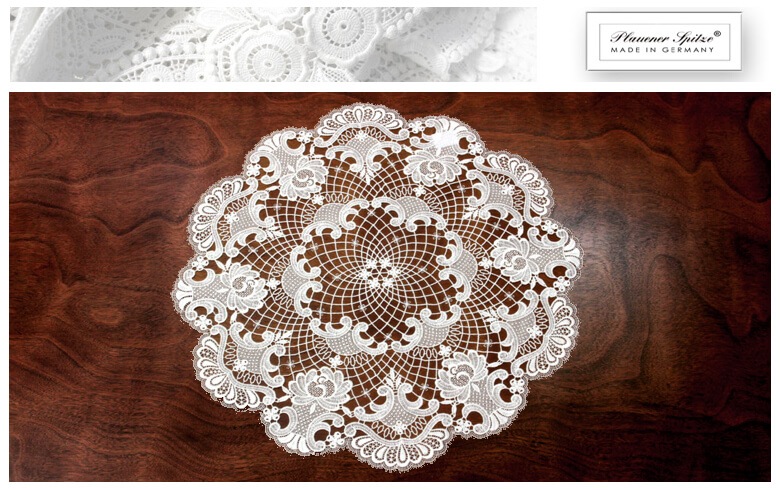 プラウエン ギュピールレース テーブルセンター 約56cm [Carmen]