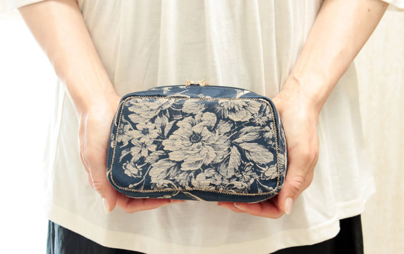 ジャカード織 ジップポーチ 約15×9×5.5cm [La Briller D]