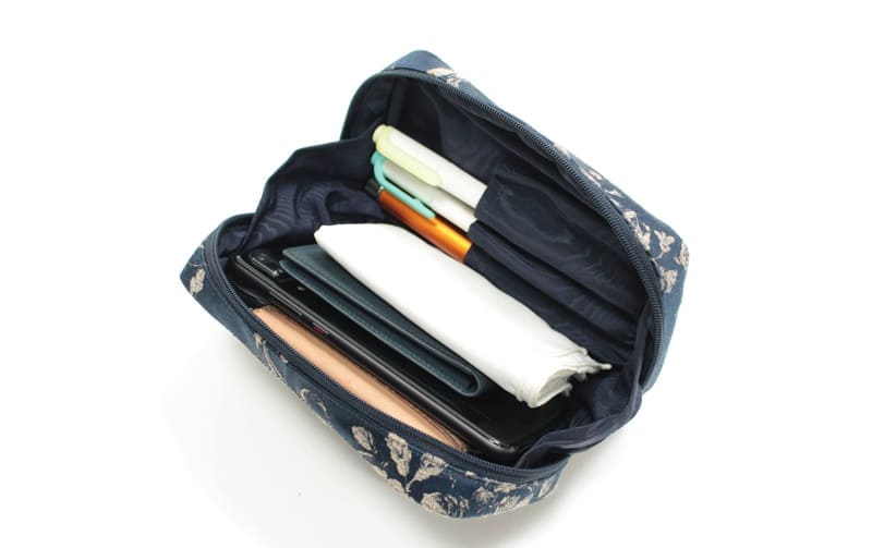 ジャカード織 ジップポーチ 約15×9×5.5cm [La Briller D]