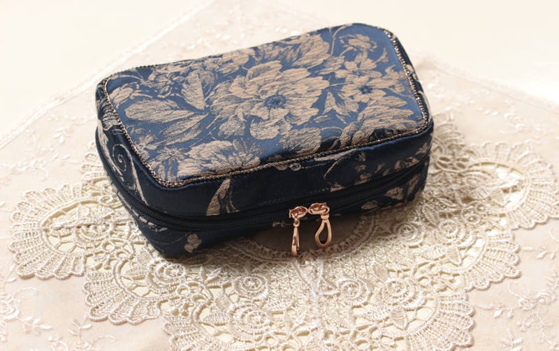 ジャカード織 ジップポーチ 約15×9×5.5cm [La Briller D]