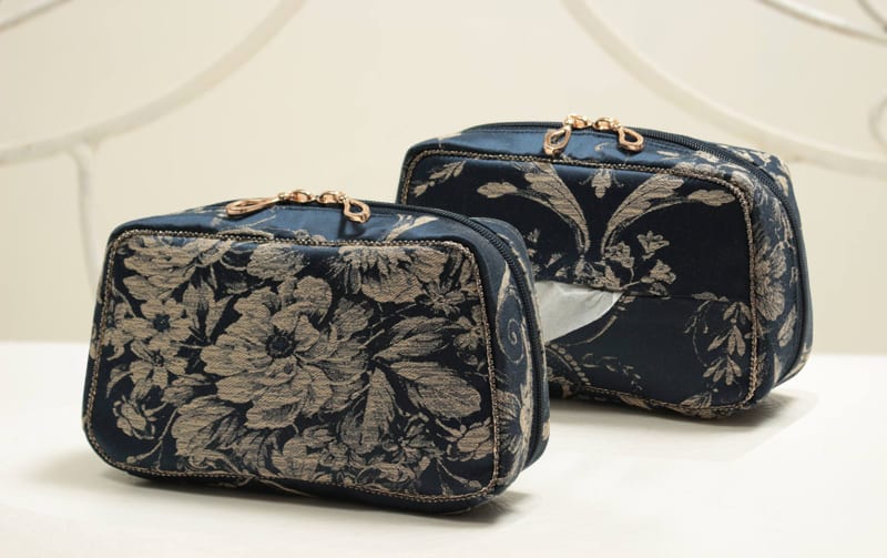 ジャカード織 ジップポーチ 約15×9×5.5cm [La Briller D]