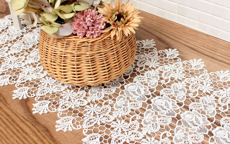 ギュピールレース テーブルセンター 約27×70cm [Twinkle rose]