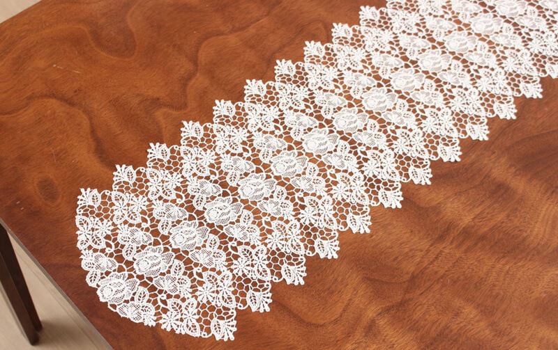 ギュピールレース テーブルセンター 約27×140cm [Twinkle rose]
