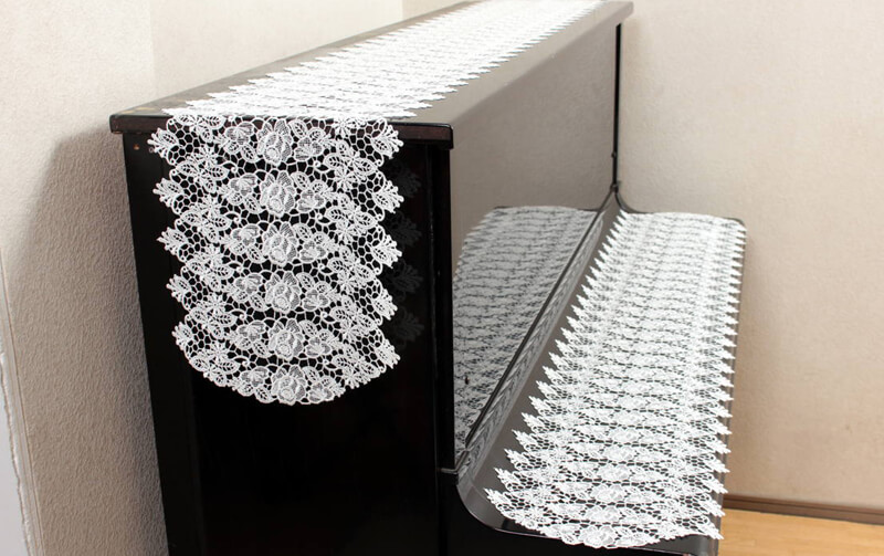 ギュピールレース テーブルセンター 約27×140cm [Twinkle rose]