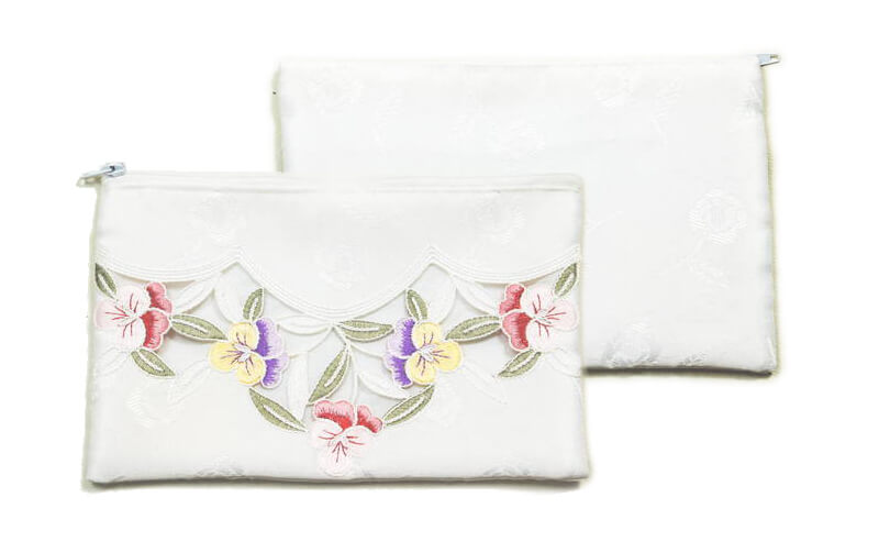 花のコード刺繍 マルチケース 約12×20cm｜インテリアレース・テーブル