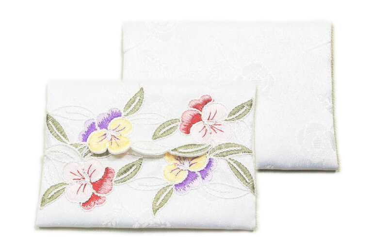 花のコード刺繍 ミニティッシュケース 約9×12cm｜インテリアレース
