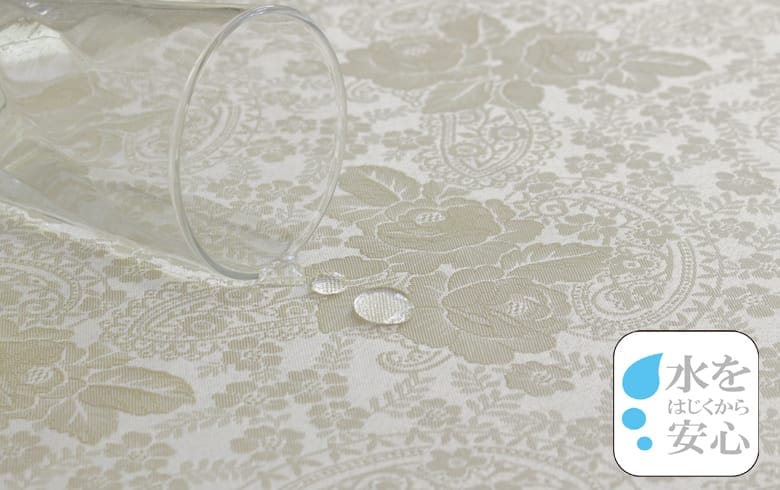 ローズ柄ジャカード織＆ギュピール テーブルクロス　約130×230cm [gracieux]