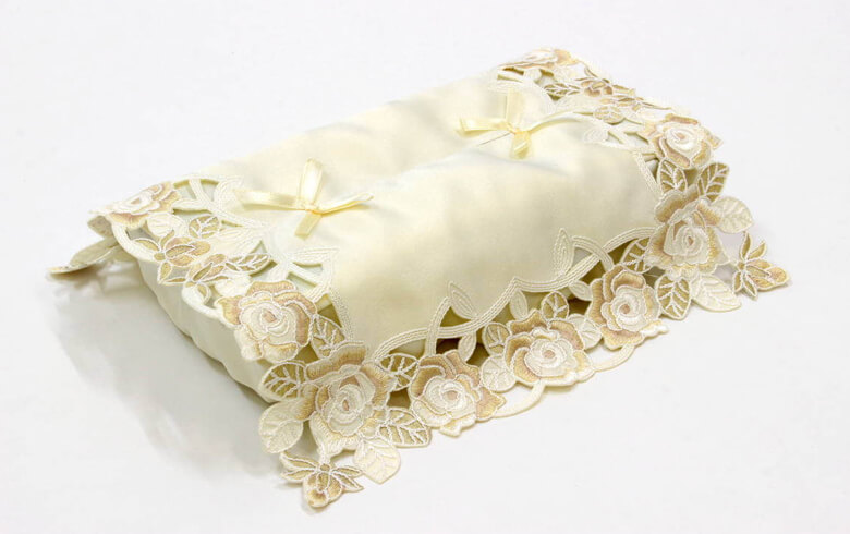 コード刺しゅう ティッシュボックスカバー 約26×12×11cm [Champagne]