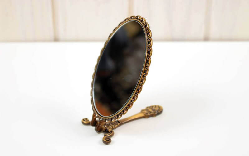 リボン刺繍 ハンドミラー カーネーション 約18×7.5cm｜インテリア