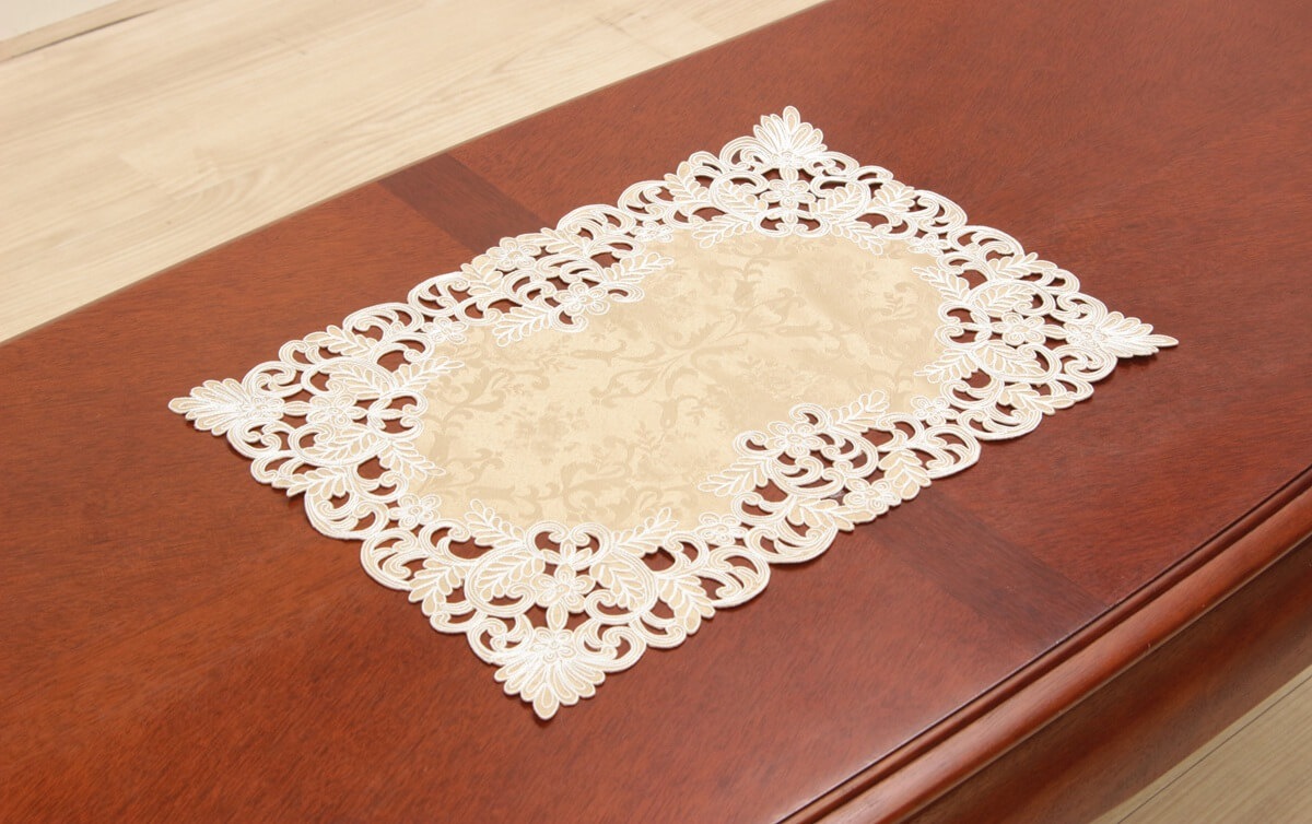 テーブルセンター コード刺繍 約30×45cm [Victorian Damask