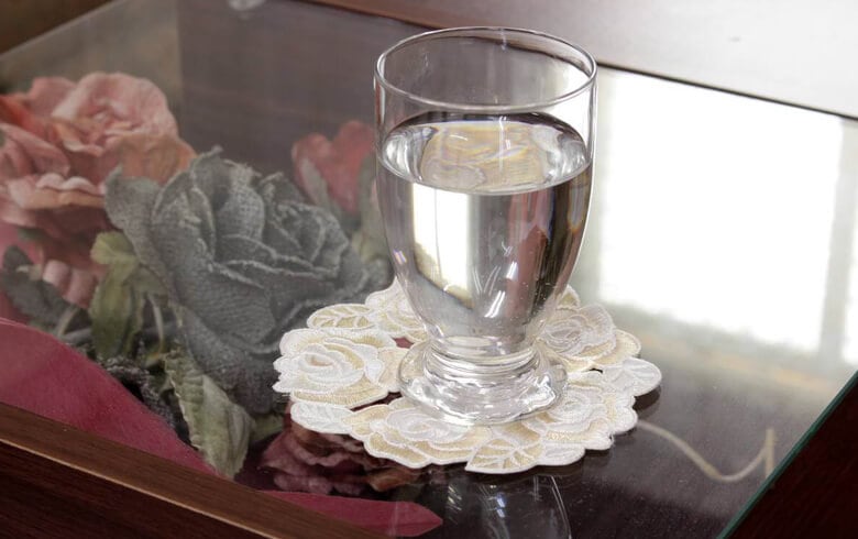 コード刺しゅう コースター 約12cm [Champagne]