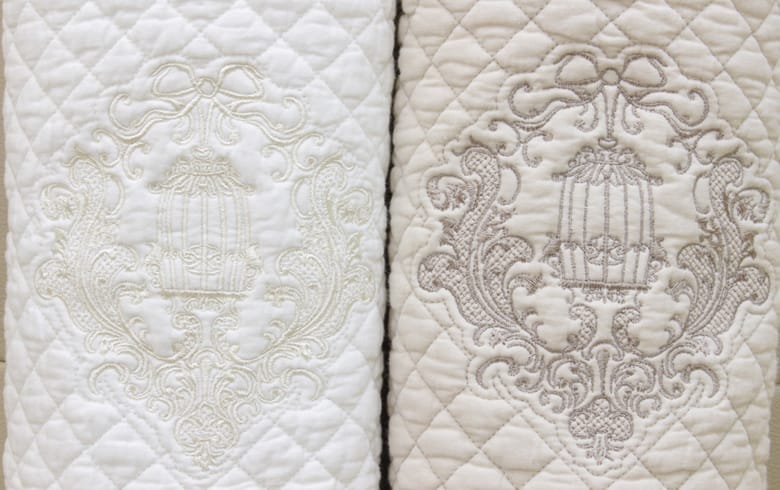 romanice 刺繍入りコットンキルト ロングマット 約58×120cm