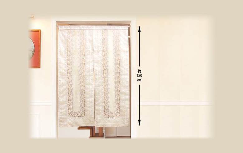 ローズ柄ジャカード織＆ギュピール のれん　約85×120cm [gracieux]