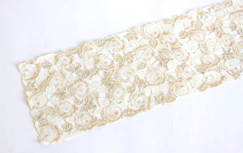 コード刺しゅう テーブルランナー 約25×180cm [Champagne]