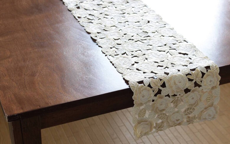 コード刺しゅう テーブルランナー 約25×180cm [Champagne]