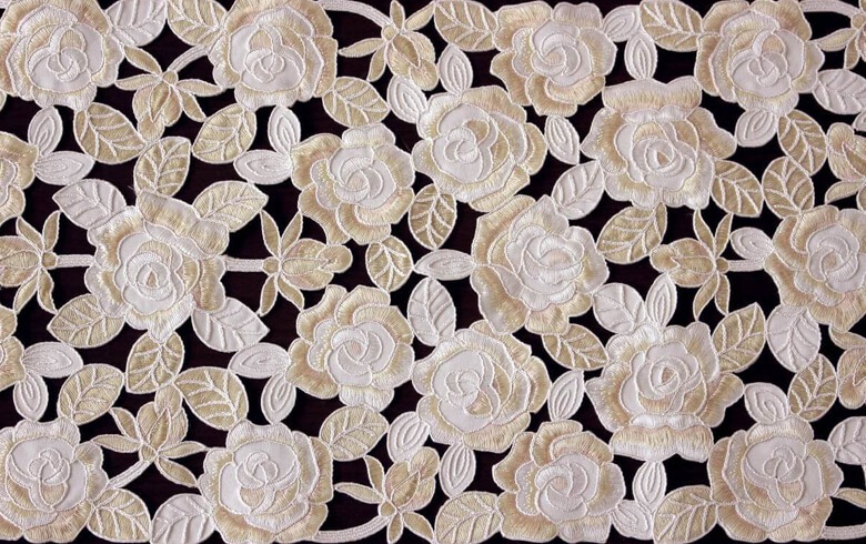 コード刺しゅう テーブルランナー 約25×180cm [Champagne]