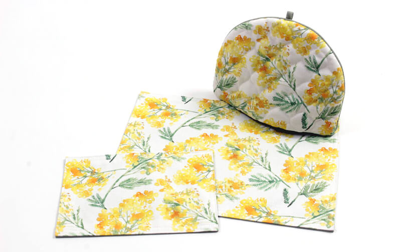 ミモザ柄プリント ティーマット 約20×30cm [la mimosa]