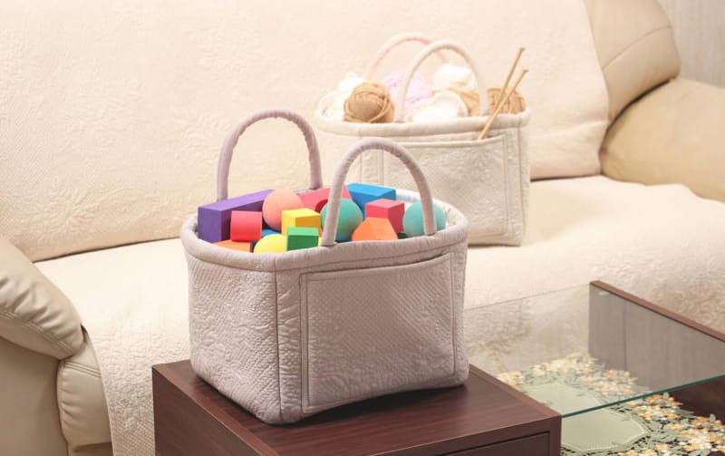 多針キルト ソフトバスケット 約31×26×25cm [Rose Colline]