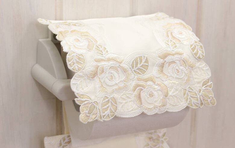 コード刺しゅう ペーパーホルダー 約16×36cm [Champagne]