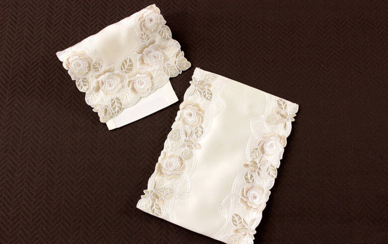 コード刺しゅう ペーパーホルダー 約16×36cm [Champagne]