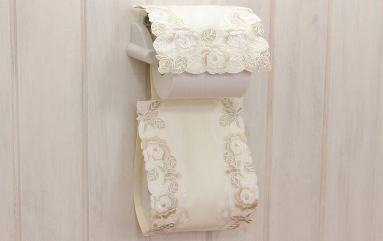 コード刺しゅう ペーパーホルダー 約16×36cm [Champagne]