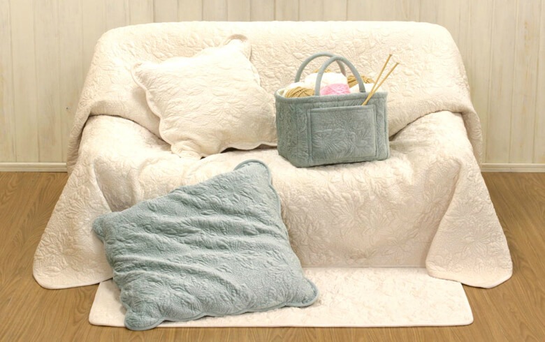 【SALE】フランネルキルト クッションカバー 約45×45cm [magnolia]