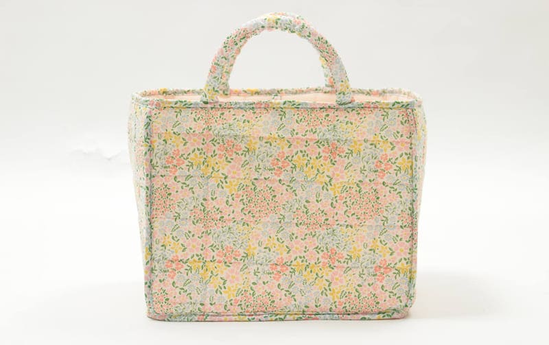 コットンキルト ソフトバスケット 約31×26×25cm [Flower Picnic]