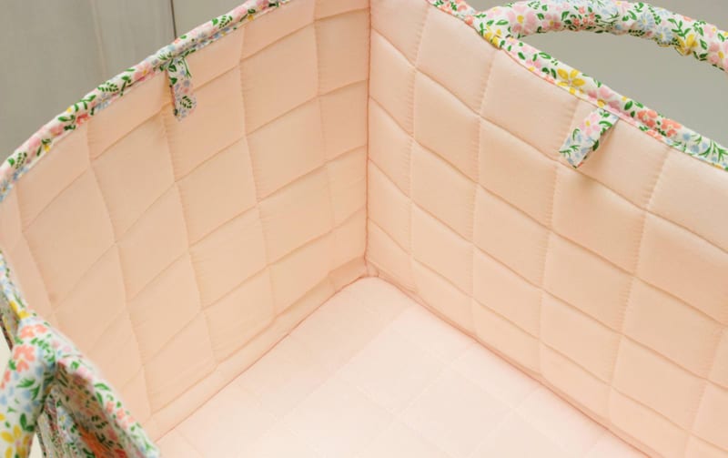 コットンキルト ソフトバスケット 約31×26×25cm [Flower Picnic]