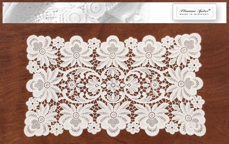 綿ギュピールレース テーブルセンター 約30×52cm [Dresden]