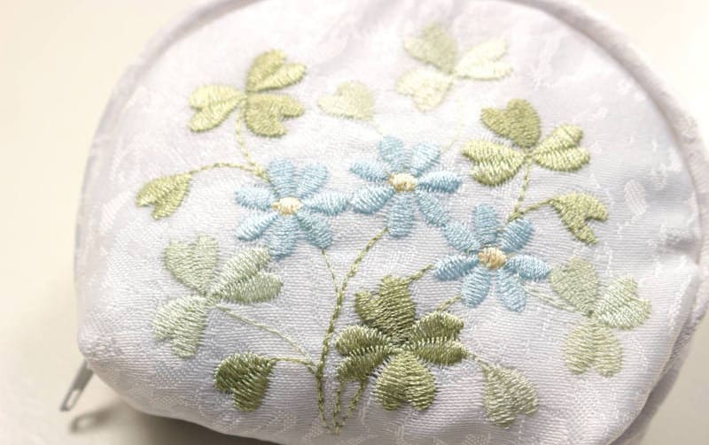 コインケース ブルーフラワー刺繍 約6×10×3cm [Epanouir]