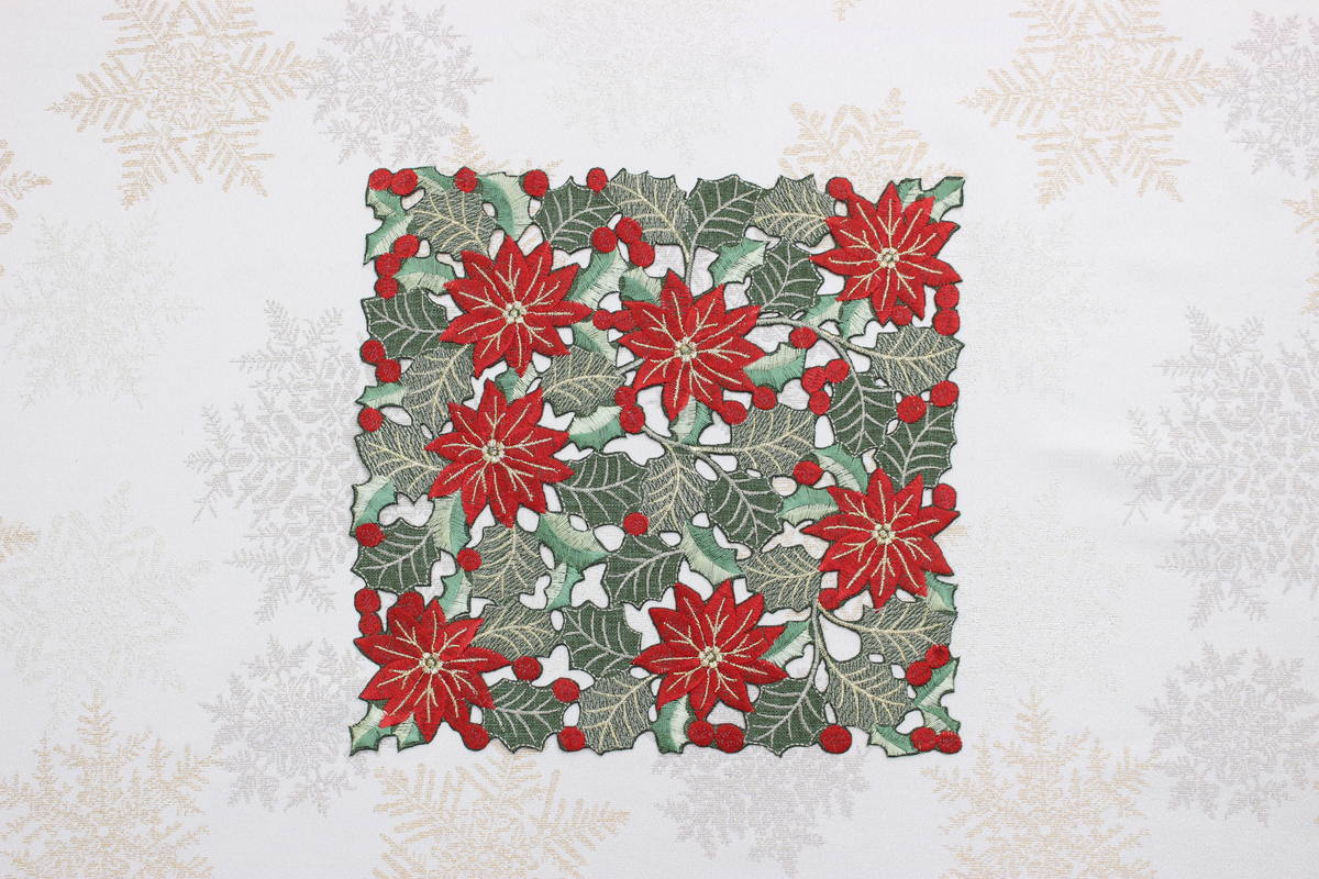 Noche Buena 刺繍 ドイリー 約25×25cm
