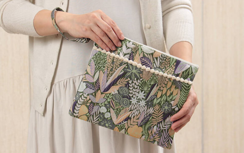 ジャカード織 フラットバッグ 約20×25cm [botany]