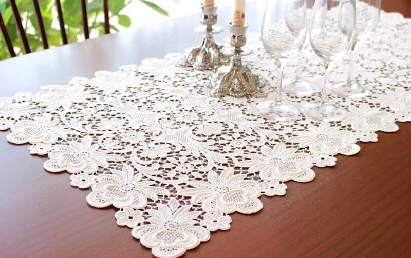 綿ギュピールレース テーブルセンター 約52×100cm [Dresden]