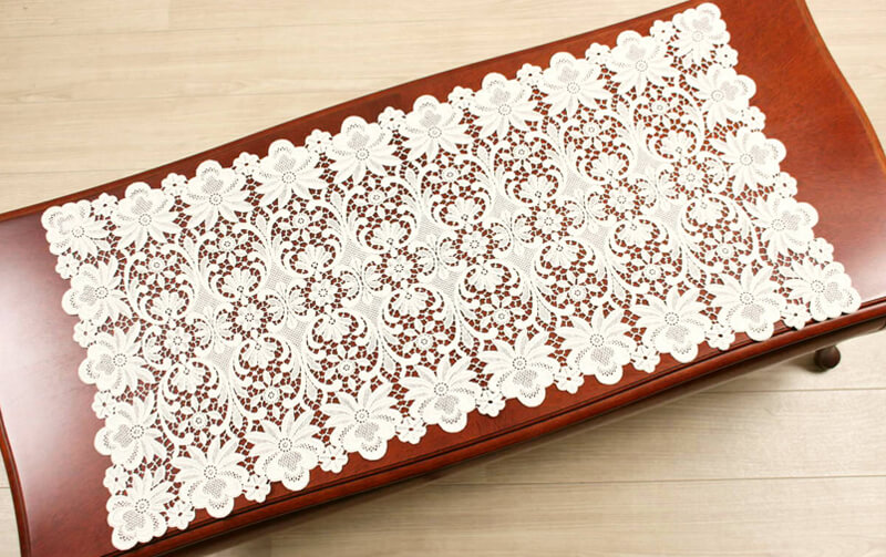 綿ギュピールレース テーブルセンター 約52×100cm [Dresden]