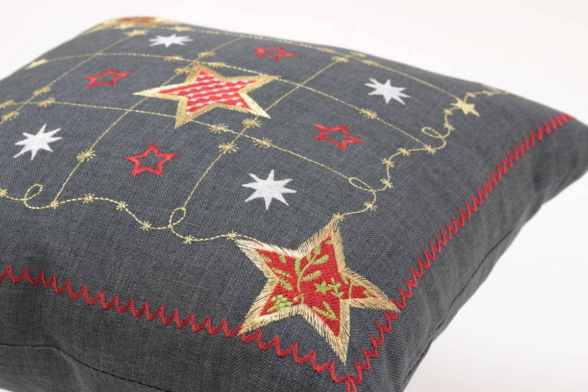 Xmas 刺繍 ミニクッション 約35×35cm