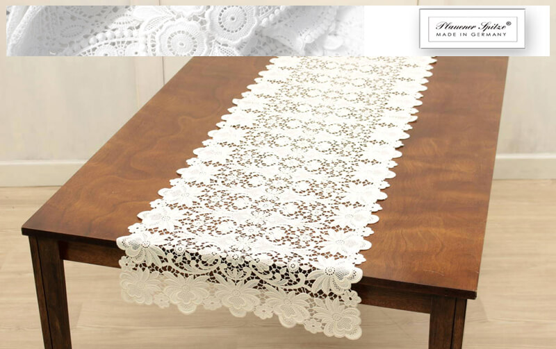 綿ギュピールレース テーブルセンター 約52×180cm [Dresden]