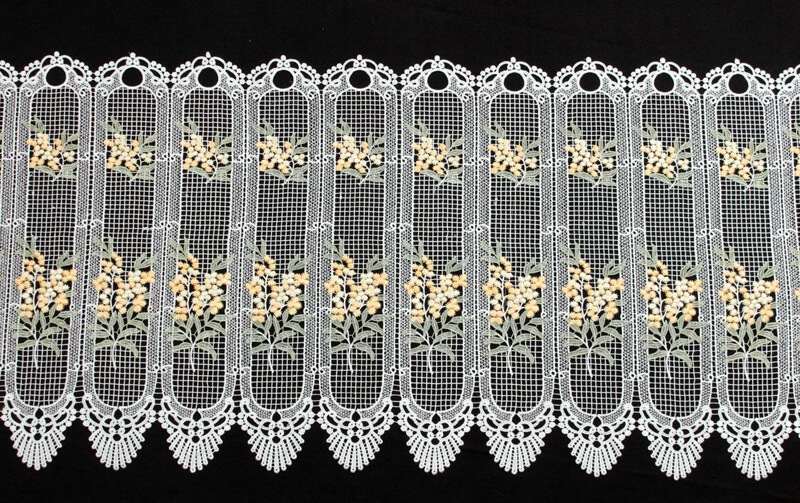 ミモザ柄ギュピールレース カフェカーテン 約126×60cm [la mimosa]