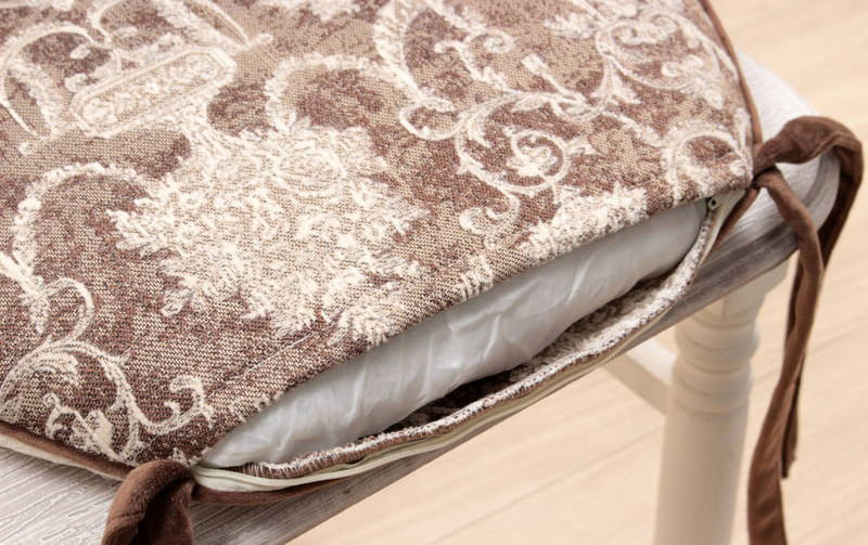 シェニール織 紐付シートクッション 約43×45cm [Toile Classique