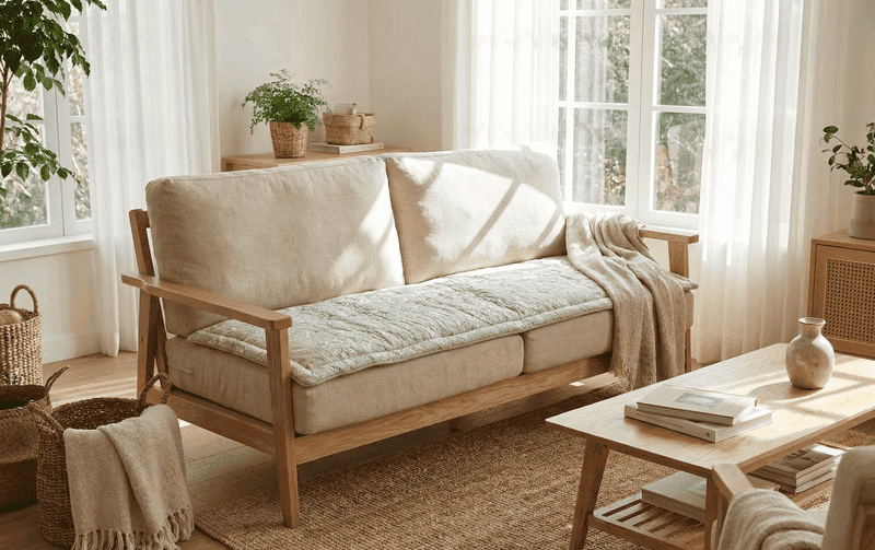 ロングシートクッション コットンキルト 約50×120cm [Jardin d’Argent]