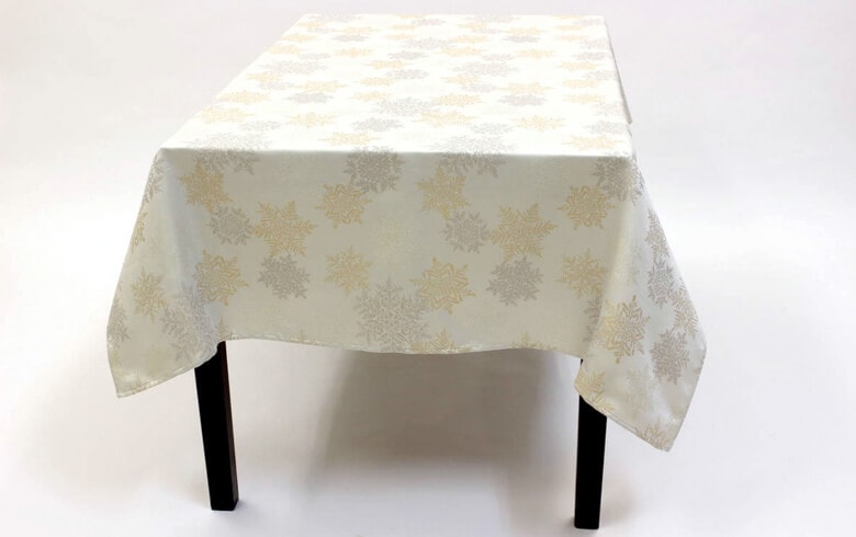 撥水加工ジャカード織 テーブルクロス 約130×170cm [Snow crystal]