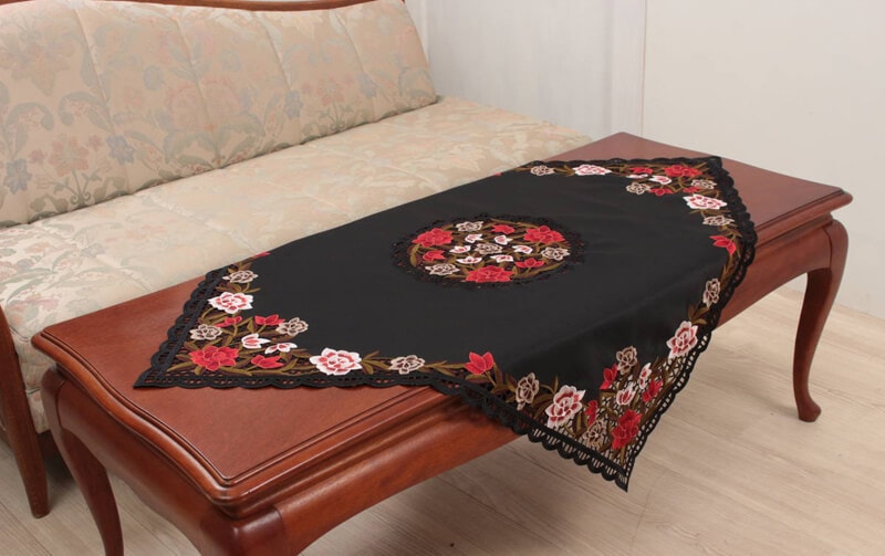 高密度カラー刺繍 テーブルクロス 約85×85cm [ardente]｜インテリア