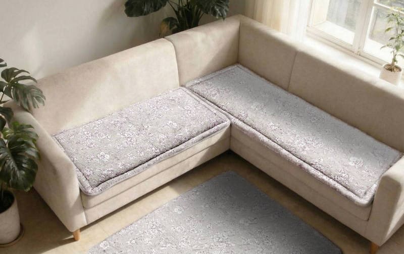 ロングシートクッション コットンキルト 約60×130cm [Jardin d’Argent]