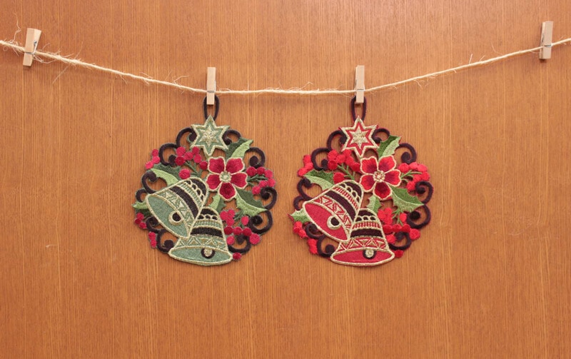 Xmas オーナメント（ベル＆ヒイラギ） 約16×14cm