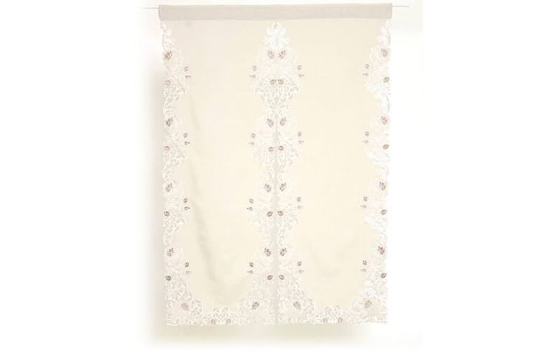 カットワーク刺繍 のれん 約85×120cm [Rose Metopes]