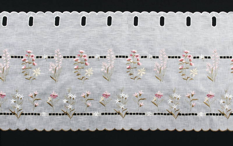フラワー刺繍 カフェカーテン 約130×45cm [Florish]｜アミ
