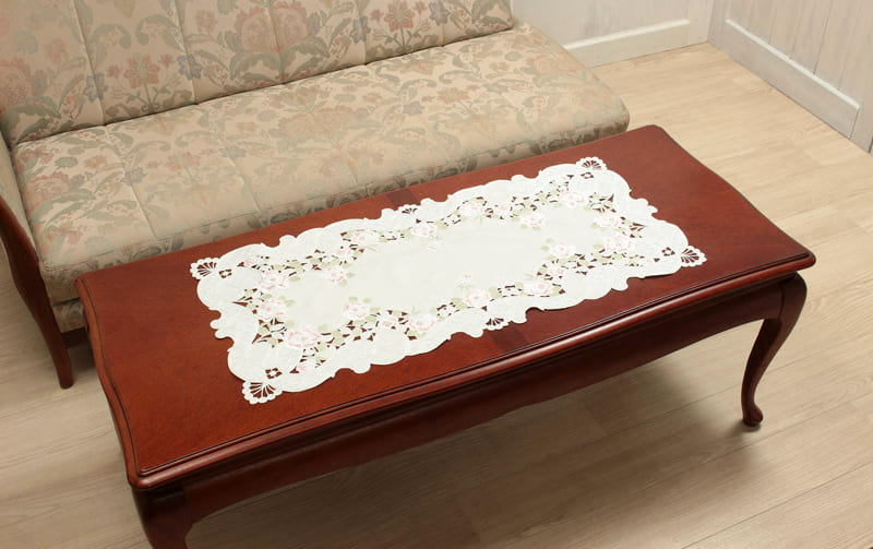 コード刺繍 テーブルセンター 約40×90cm [La Beaute]