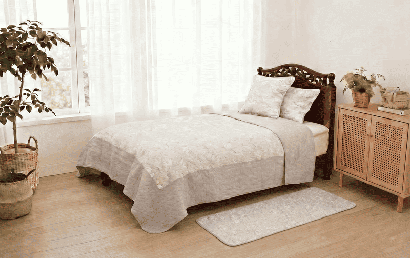 ロングマット コットンキルト 約50×120cm [Jardin d’Argent]