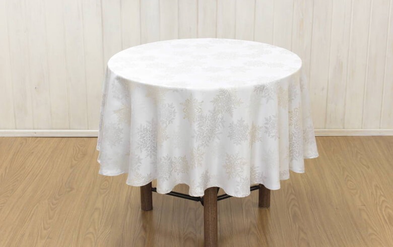 撥水加工ジャカード織 テーブルクロス 約150cm [Snow crystal]